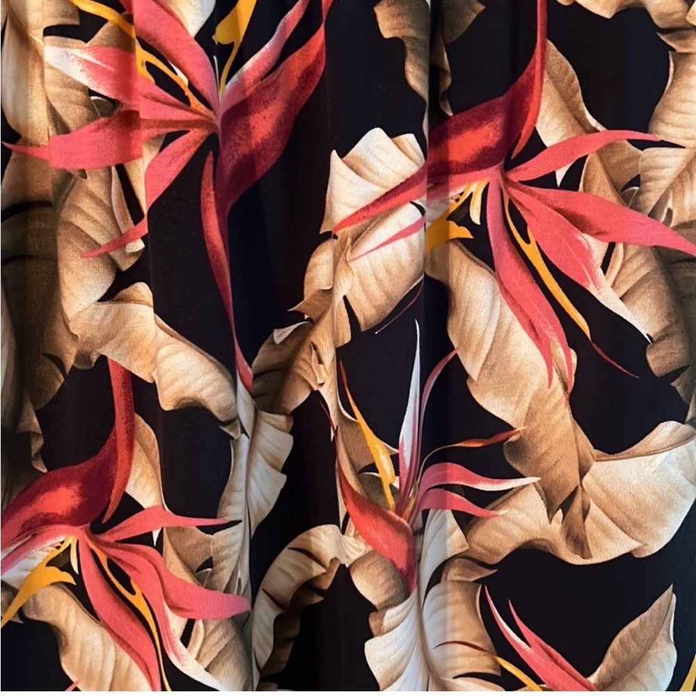 Tommy Bahama Black Tropical Floral Midi Dress Bird of Paradise Print - Picture 4 of 6
